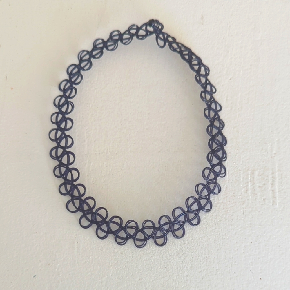 80s "tattoo" Black Choker Necklace